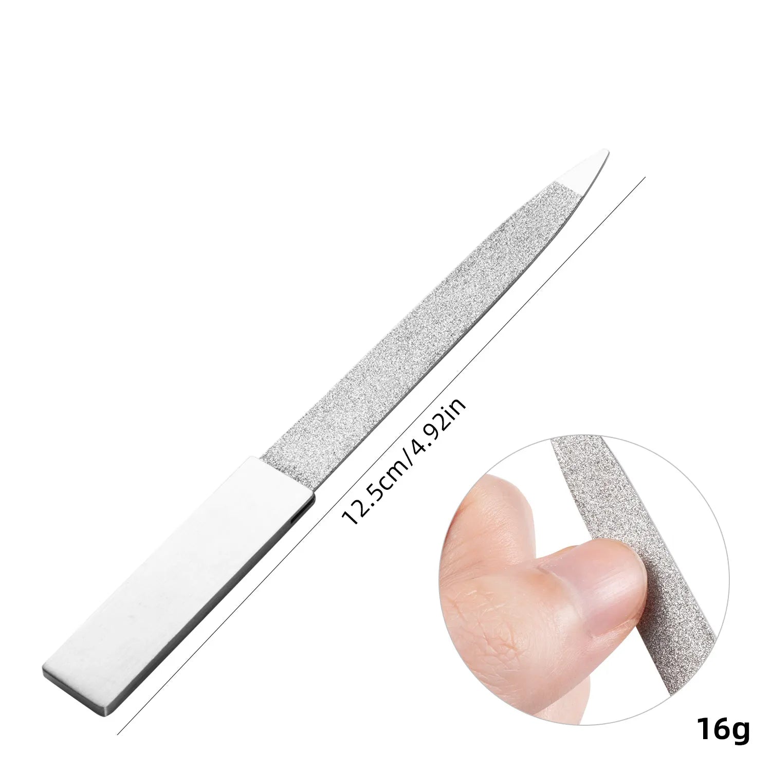 4/5/6 Inch Nail Art File Stainless Steel Metal Cuticle Pusher Remover Double Sides  Scrub Buffer Grinding Manicure Pedicure Tool.