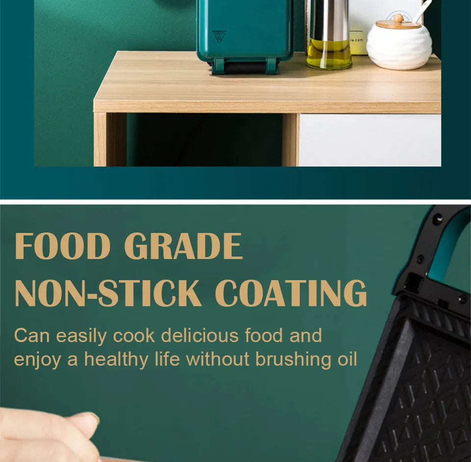 220V Timing multi-function electric sandwich maker waffle maker home breakfast machine toaster replaceable baking tray.