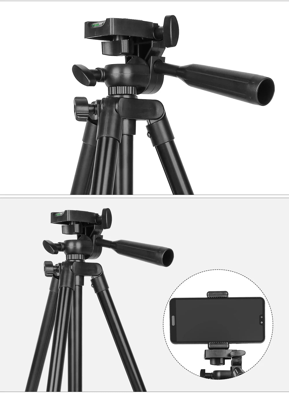 KINGJOY Aluminum Tripod 0.3KG with Quick Release Plate and 360° Head for Sony/Nikon/Canon DSLR and Smartphones,Camera,Live,Vlog.