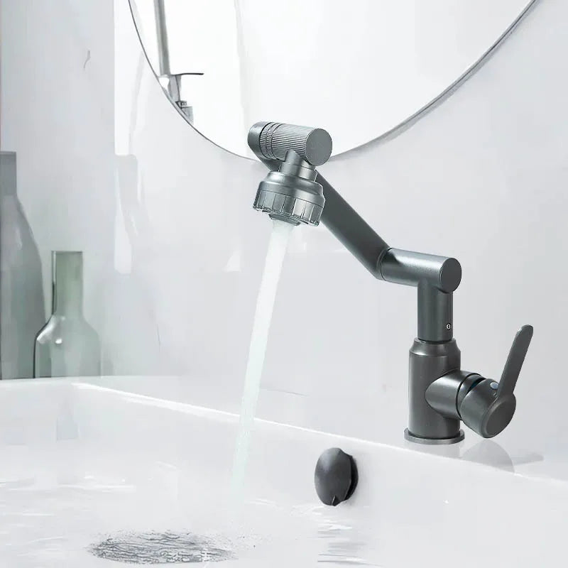 Basin Faucet 360° Rotate Bathroom Sink Mixer Cold Hot Tap Height Adjusted Multi Function Nozzle