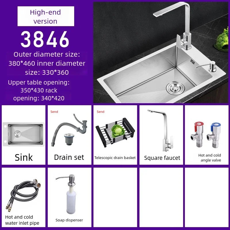 Kitchen Sink Stainless Steel Transversal Side Loading Side Holes Cafeteria Dish and Wash Vegetable Basin Large Size Single Slot