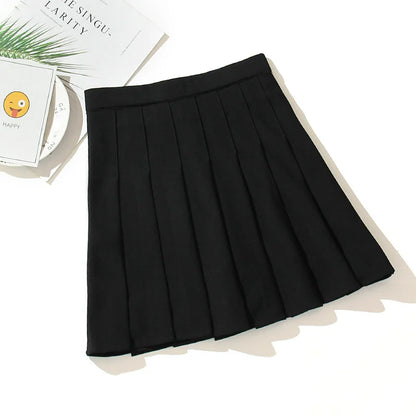 High Waist Pleated Kawaii Harajuku Skirts Women Girls Lolita A-line Sailor Large Size Preppy School Uniform.