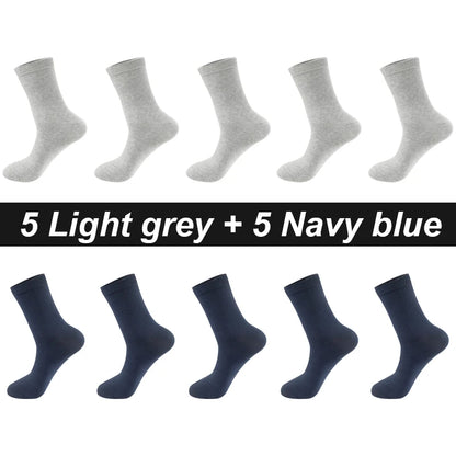 10Pairs/Lot Men Combed Cotton Socks Black Casual Business Breathable High Quality Man Sock New For Male Plus Size EU38-48