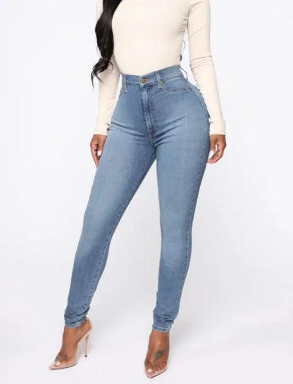 Denim Pencil Pants Jeans Women Streetwear 2025 Skinny Stretch High Waist Washed Pockets Basis Ankle Length Trousers Distressed.