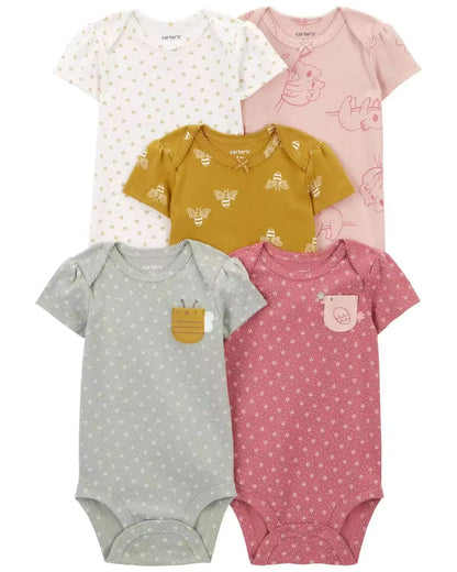 5 teile/satz Baumwolle Weiche Bequeme Baby Bodys Kurzarm Einteiliges für Neugeborene Sommer Bebe Kleidung Baby Dusche Geschenke.