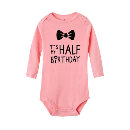 Baby Body Es Ist Mein Halb Geburtstag Briefe Drucken Weiß Kind 1/2 Geburtstag Party Outfit Kleidung Baby Infant Dusche Tragen geschenke.