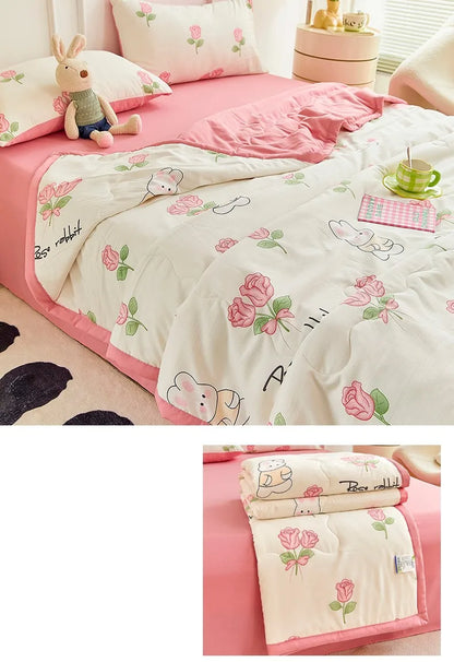 1pc Thin Duvet for Summer Quilt Single/Double/Queen Size Comforter Printed Blanket Home Soft Bedspread edredones (No Pillowcase).