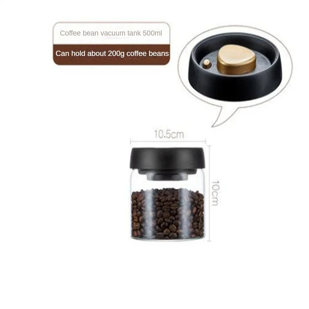 Coffee Beans Vacuum Sealed Tank Transparent Glass Food Storage Jars Household Moisture-proof Air Extraction Airtight Container.