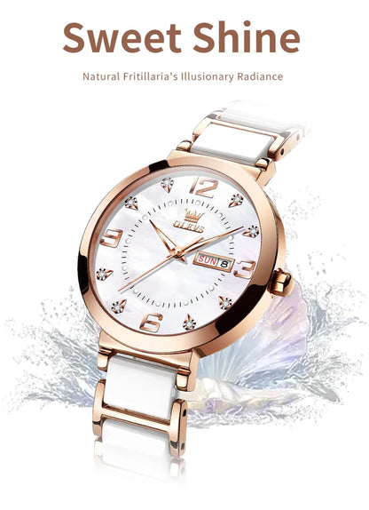 OLEVS Women's Wristwatch Luxury Brand Watch for Women Elegant Bracelet Waterproof Fashion Quartz Ladies Watches Reloj Para Mujer.