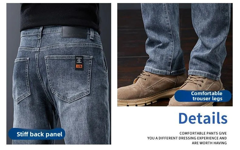 Autumn Winter Men's Fashion Casual Stretch Straight-leg  Jeans Men Streetwear Denim Jogger Pants Men Baggy Harem Jean Trousers