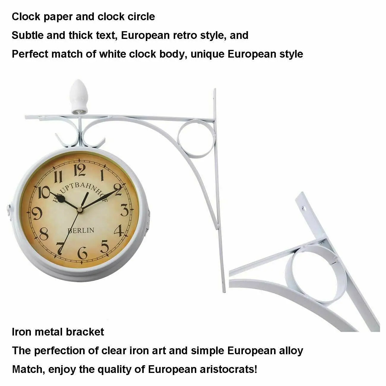 Stationsuhr Doppelseitige Wanduhr Runde Mount Wand Outdoor Garten Dekor Wanduhr Dia 25cm für Weihnachten Home Geschenke