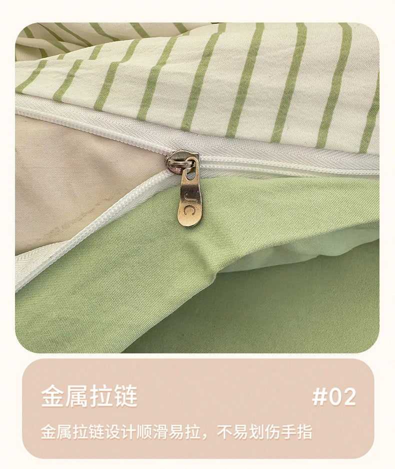 Washed Cotton Duvet Cover Set Quilt Set Ins Nordic Minimalist Style Grey Strip Bed Set Home Textile Bedding Set Bed Sheets 2025.