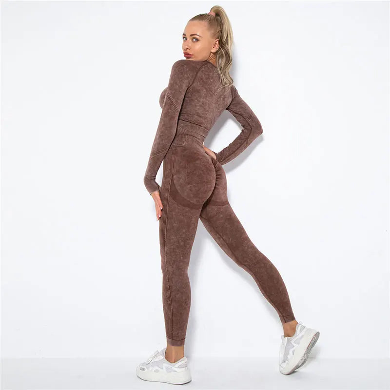Seamless Yoga Set Gym Clothes Women's Sportswear Yoga Suits Women Fitness Set Tracksuits Sports Outfits Long Sleeve Gym Leggings