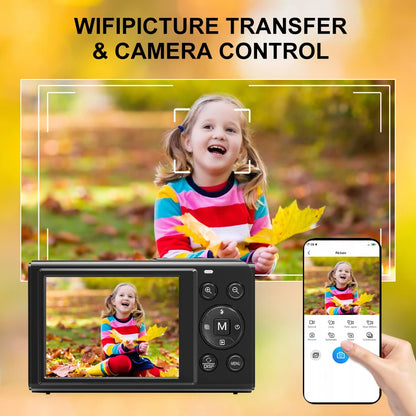 Ourlife Digital Camera CCD Dual Screen Portable Digital Camera 18X Zoom 5K Vintage Vlog Video Recorder 80MP CCD Selfie Camera.