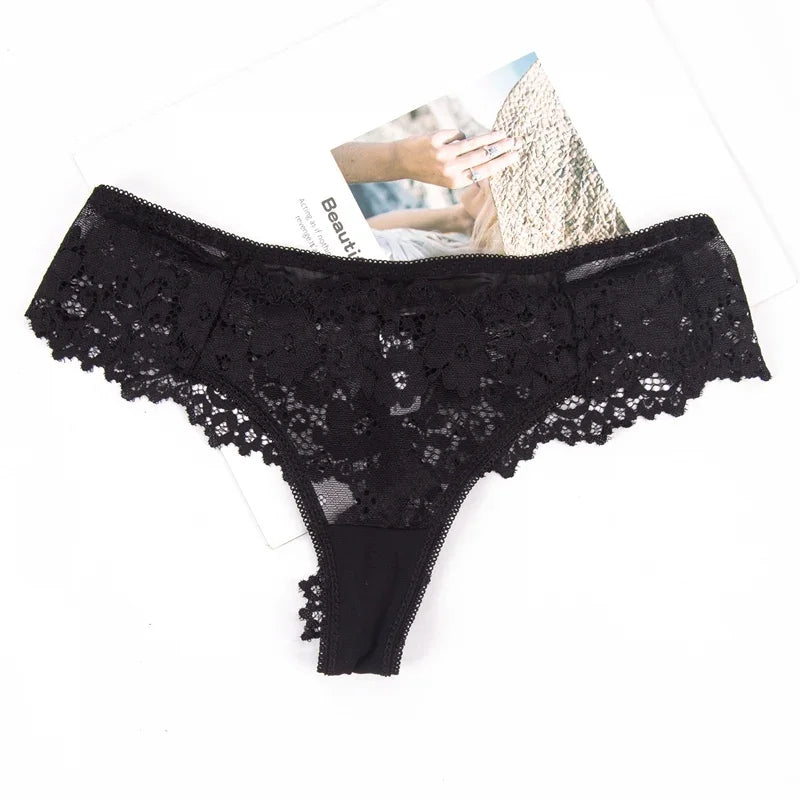 Women Panties Sexy Underwear Black Lace Panties Lingerie Female Floral Lace Briefs Perspective Finetoo Design Ladies Pantys.