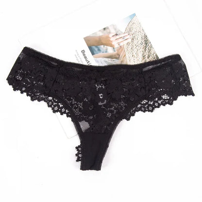 Women Panties Sexy Underwear Black Lace Panties Lingerie Female Floral Lace Briefs Perspective Finetoo Design Ladies Pantys.