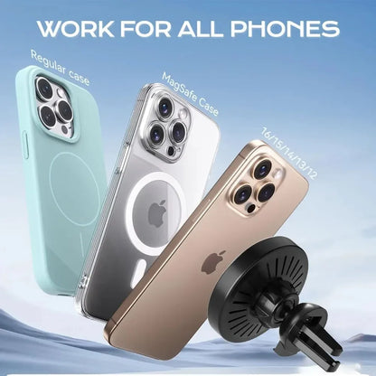 Magnetic Wireless Charger 360 Rotation Air Vent Phone Holder Stand For Magsafe iPhone 16 15 14 13 12 Pro Max Fast Charging Mount.