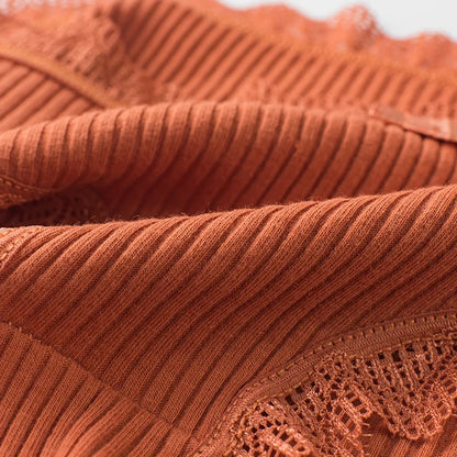 4 Pcs Lace Wavy Trim Bikini Panties, Comfy & Breathable Elastic Intimates Panties, Women's Lingerie & Underwear.