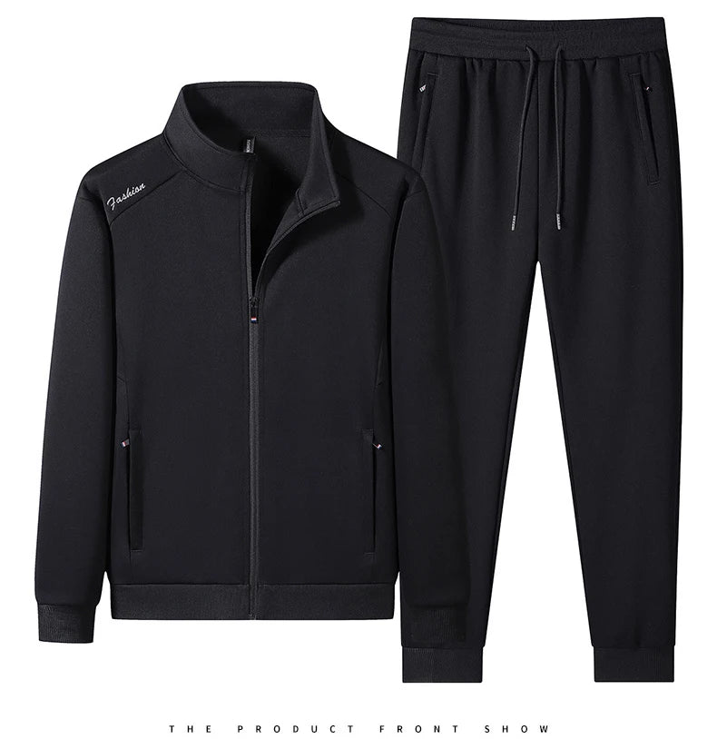 Plus Size 6XL 7XL Men's Sportswear Casual Cotton Tracksuits Men Sets Outwear Jacket+Sweatpant Joggers Running Winter Sports Suit