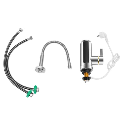 3000W Electric Hot Water Faucet 360° Rotating Stainless Steel Kitchen Faucet Instant Heating Led Digital Display