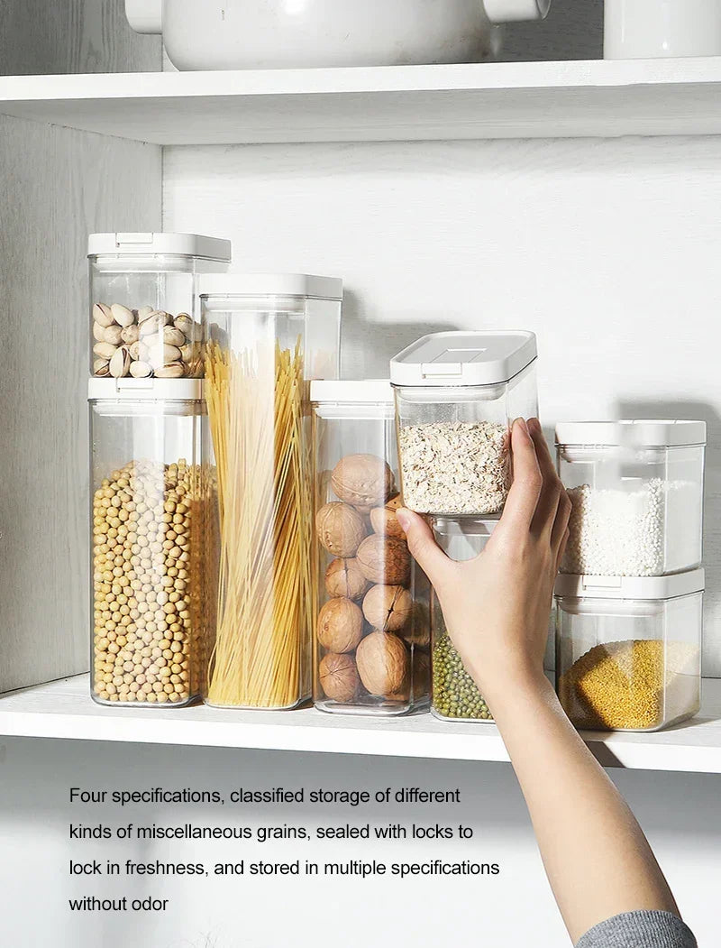 Pasta Storage Box Transparent Plastic Grain Seal Tank Spaghetti Storage Container Moisture-Proof Snack Jar Kitchen Food Tank.