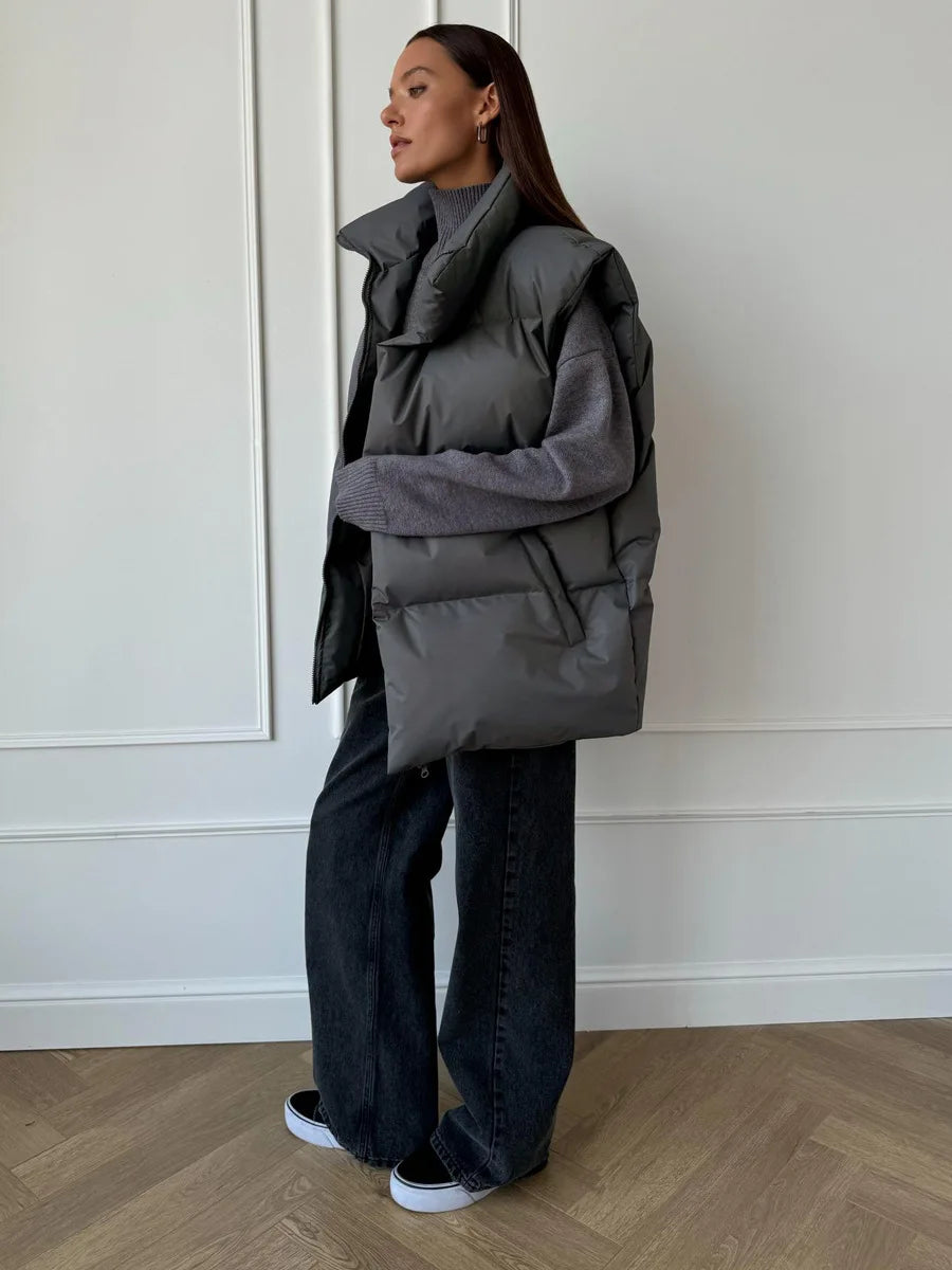 Talenza Damen-Weste aus Baumwolle, neu, ärmellos, sportlich, lässig, einfarbig, Winter, warme Weste, Jacke, Weste, Damen-Baumwolljacke