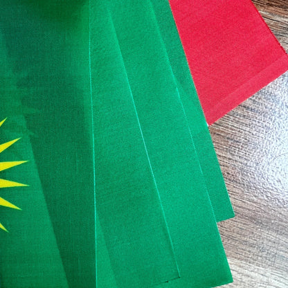 14 x21cm，5/15/50/100pcs， Kurdish hand flag waving National Kurdistan bannerplastic Stick.