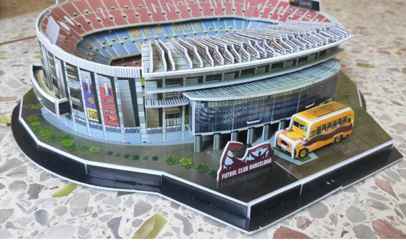 3D Football Stadium Puzzle Paper Model Architecture Kit Adult Kids Craft Building Toy Home Decor Gift Jigsaw Collectible Play.