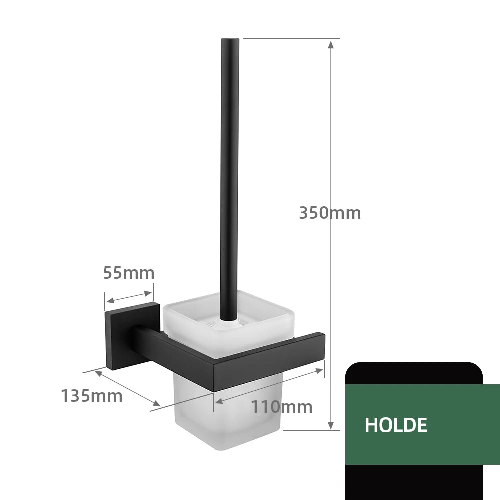Mattschwarz Badezimmer Hardware Set Kit Zubehör Wandregal Handtuchhalter Rack Schiene Robe Aufhänger Toilettenbürste Rollenpapierhalter Schüssel