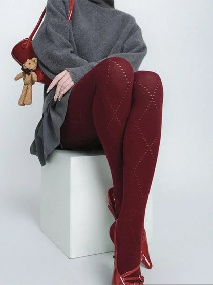 Talenza Autumn Winter Leggings Women's Solid High Waist Slim Sexy Warm Pantyhose Super Elastic Y2k Hollow Tights Women's Socks