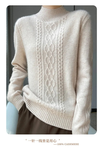 Neue Frühjahr Gestrickte Pullover Halb Hohen Kragen Lose Dicke Warme Pullover Für Frauen Vintage Herbst Winter Mutter Bodenbildung Top.