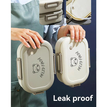 WORTHBUY Portable Plastic Bento Lunch Box With 3 Removable Compartment Leak-proof Microwave Salad Food Container For Kids School.