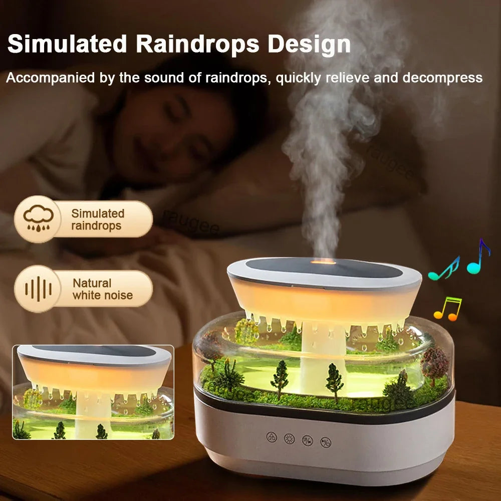 New Aroma Humidifier Raindrop Air Humidifier Colorful Atmosphere Light White Noise Music Essemtial Home Oil Fragrance Diffuser.