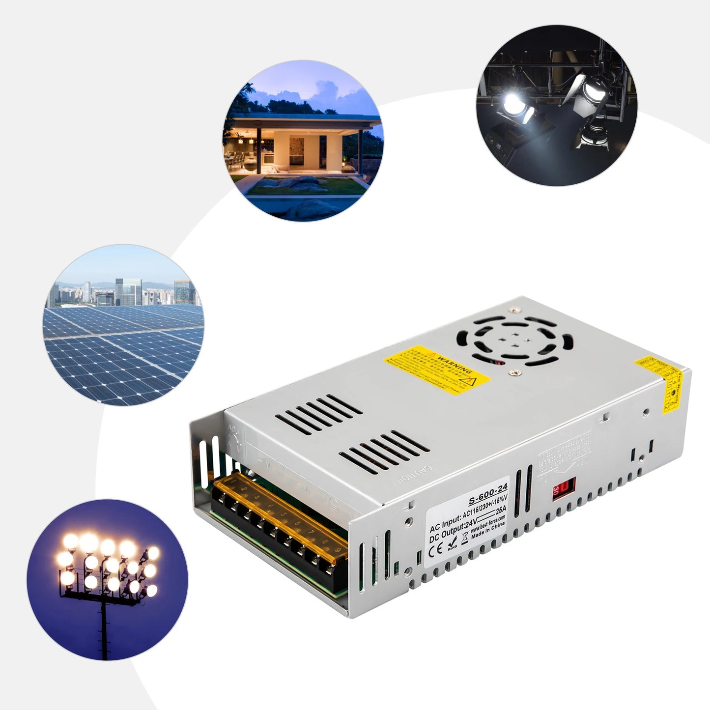Power Supply 25A/20A 600W/1000W Voltage Converter AC 220V to DC 24V/48V Transformer Switching Power Supply, Adapter.