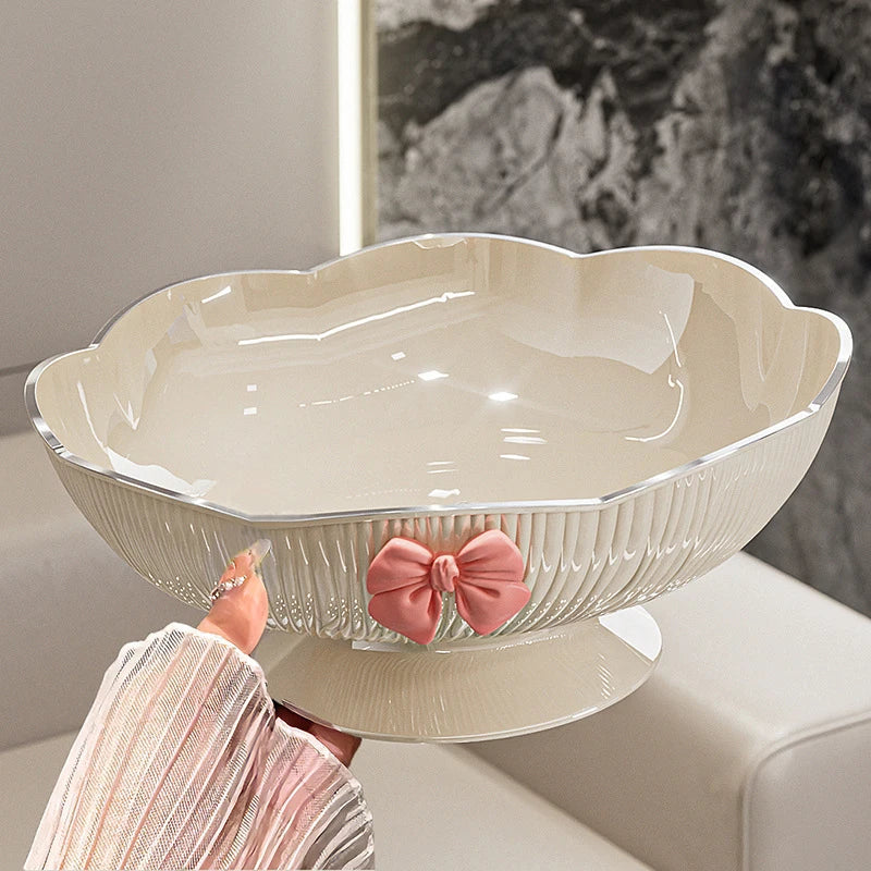 〔HM4〕1Pc Plastic Candy Fruit Plate for Home Coffee Table Candy Platter High-End Snack Placement Platter Ornaments.