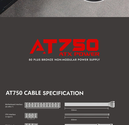 Aigo AT Power Supply PC Gamer 550W 650W 750W ATX Fonte 80 PLUS Bronze Certification 100-240V Diy Gaming Computer PSU For 14600kf