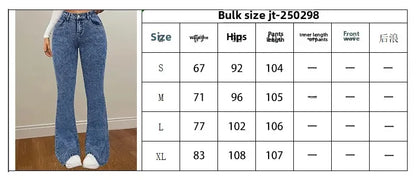 Women's Fashion Slim Fit Casual Micro Flared Jeans High Waist Bootcut Denim Pants Mid Rise Wide Leg Trousers.