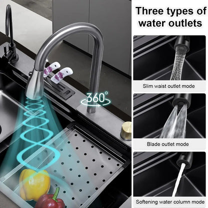 Modern Multifunctional Stainless Steel Kitchen Sink with Faucet for Home Cooking and Cleaning Durable Scratch-Resistant