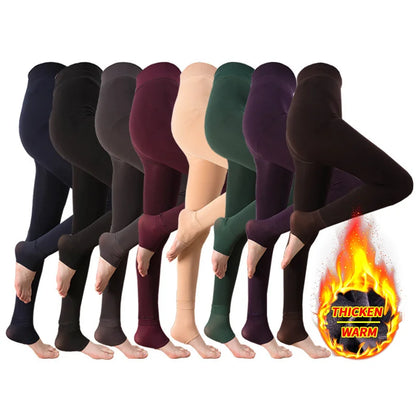 Women Winter Warm Tights Plus Size Pantyhose Thick Velvet Cashmere Fashion Colorful Tights Nylon Stretch Black Sexy High Tights