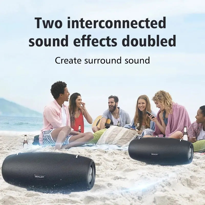 ZEALOT-S67 60W Portable Bluetooth Speaker Outdoor Party Speaker Big Loud Speaker Excellent Bass Performace 3D Speaker.