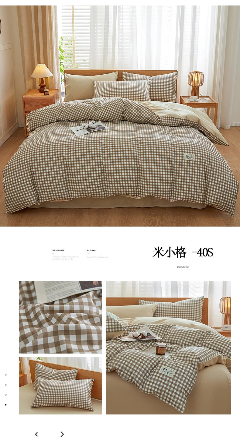 2025 new solid color matching pure cotton quilt cover bed four-piece set student dormitory 3-piece set available in all seasons