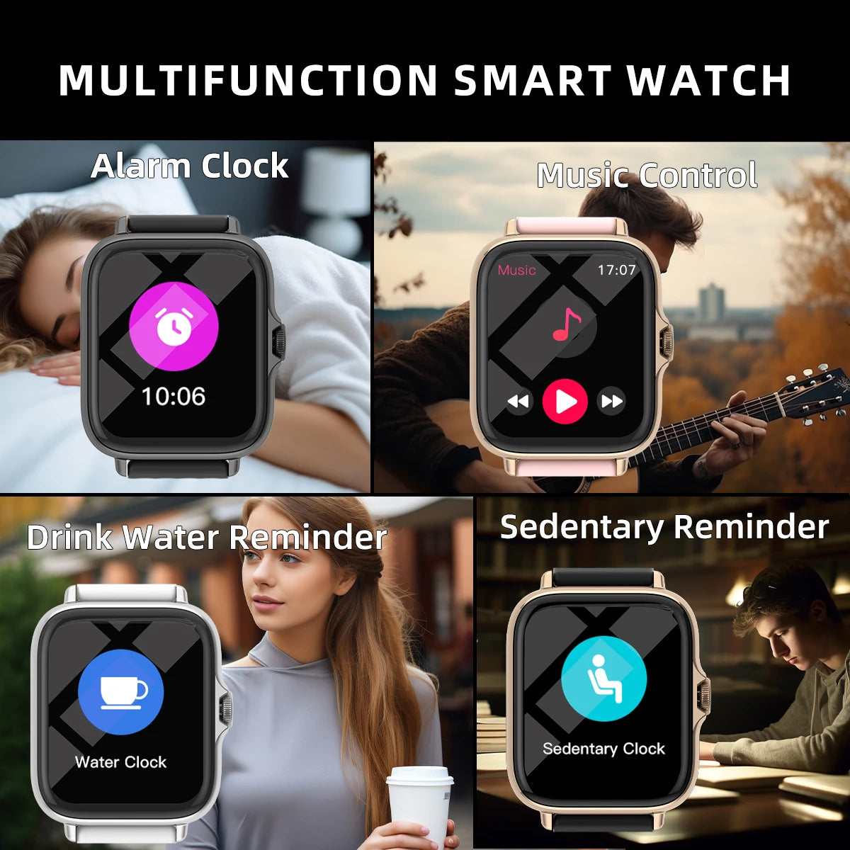 1.83'' Waterproof Smart Watch with Message Answer Call Sleep Monitoring Sports Pedometer Information Alerts For iPhone Android.