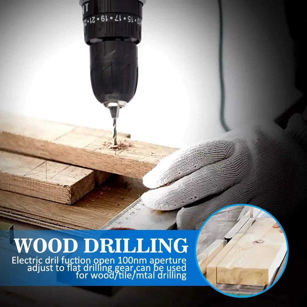 21V Akku-Schlagbohrmaschine Elektroschrauber Elektrischer Bohrhammer Mini Wireless Handbohrmaschine Lithium-Ionen-Akku Elektrowerkzeuge