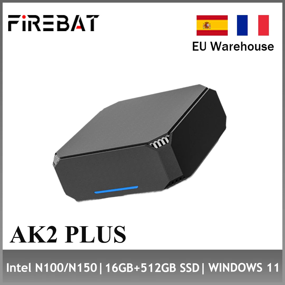 FIREBAT AK2 PLUS Mini PC Intel N100 N150 CPU Windows 11  DDR4 16GB RAM 512GB SSD Desktop Computer  WIFI5 BT4.2  HDMI USB.