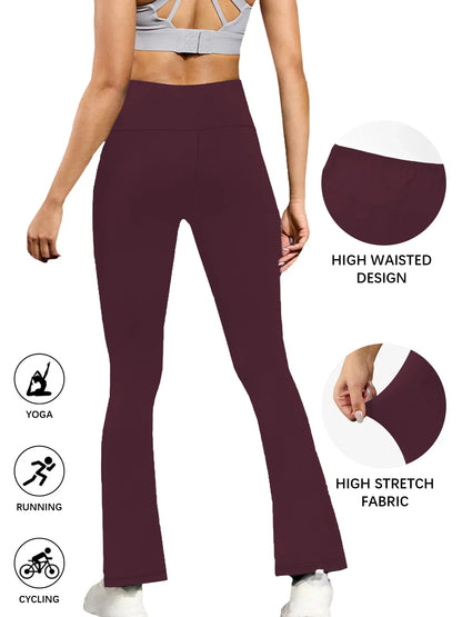 Women's Super Soft Flare Pants High Waisted Tummy Control Workout Yoga Leggings Bell Bottoms.