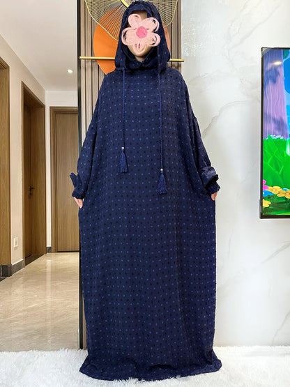 Latest Ramadan Soft Cotton Prayer Abaya Double Hats Dubai Turkey Islam Prayer Clothes Fabric Dresses Islam Women Dress Kaftan