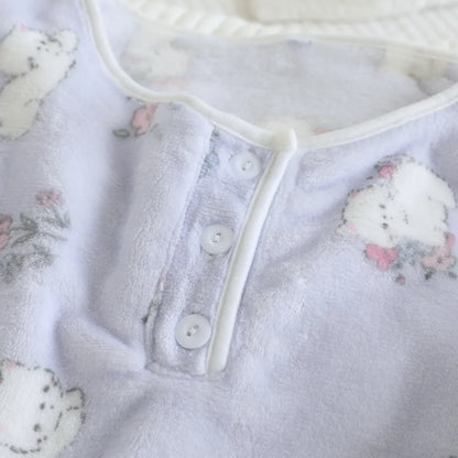 2025 New Winter Women's Pajama Set with Thickened Fleece and Flannel Warm Head Cartoon Comfortable Home Clothing Set Pijama.