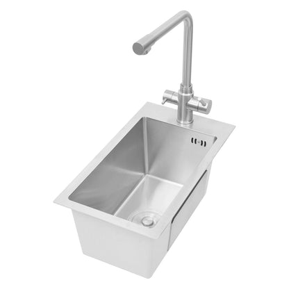 Edelstahlspüle, Küchenspüle, kleine Küchenspüle, Mini-Spüle mit Wasserhahn und Abfluss, 50 x 28 cm