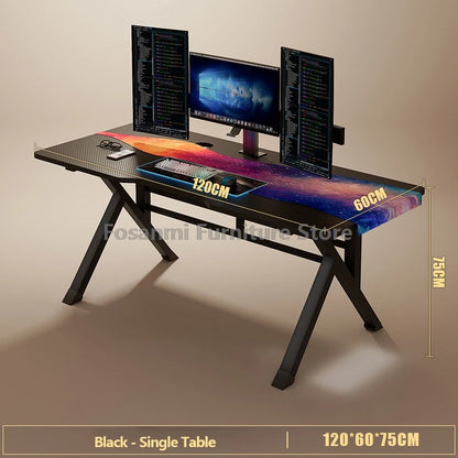 Ergonomischer Gaming-Schreibtisch aus Premium-Kohlefaser, stabile K-Typ-Stahlfüße, Heim-Zimmer-Schreibtisch, Gamer-Tisch, hochwertiger, stabiler Bürotisch