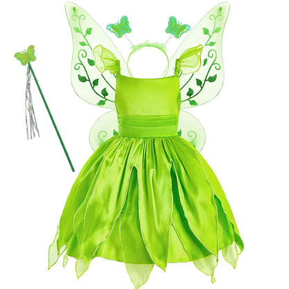 3-10 Jahre Kinder Feenkleid Kinder Cosplay Abend Fantasie Baby Rüschen Karneval Kostüm Prinzessin Grün Party Kleidung 2023 Neu.